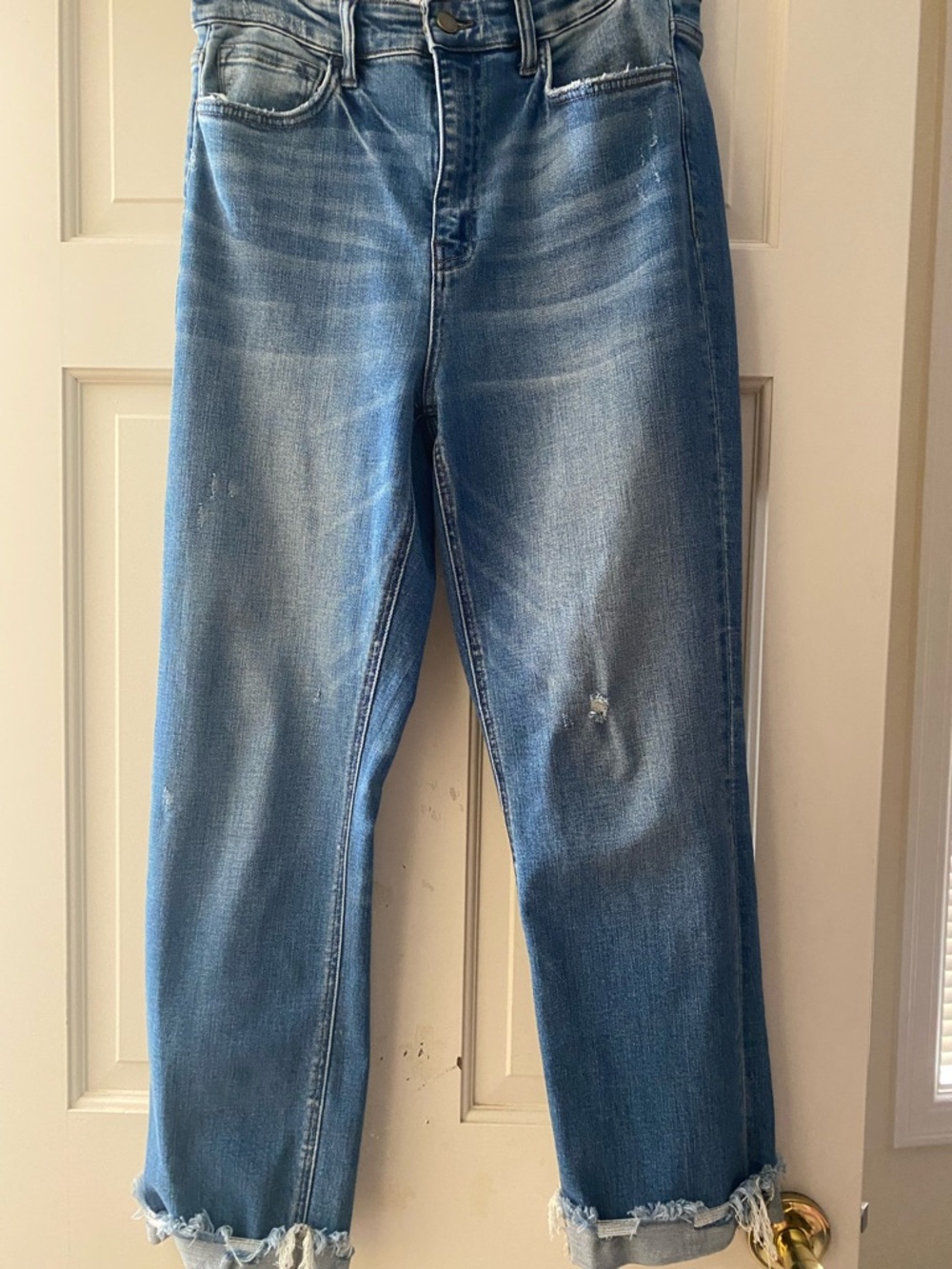 Flying Monkey Women's Light Blue Distressed Cropped Jeans